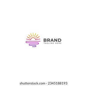 Sunset Wave Logo Template. Universal creative premium symbol. Vector illustration. Creative Minimal design template. Symbol for Corporate Business Identity. Sunrise logo