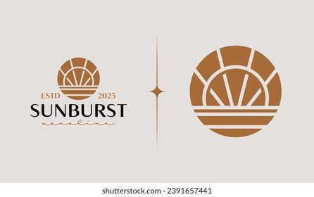 Sunset Wave Logo Template. Universal creative premium symbol. Vector illustration. Creative Minimal design template. Symbol for Corporate Business Identity