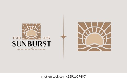 Sunset Wave Logo Template. Universal creative premium symbol. Vector illustration. Creative Minimal design template. Symbol for Corporate Business Identity