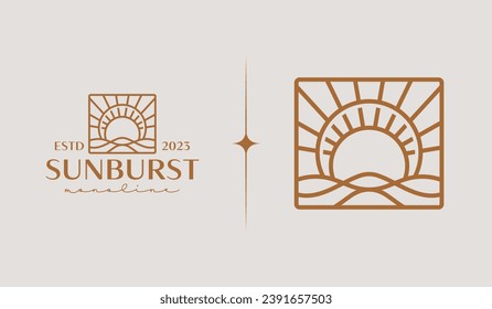 Sunset Wave Logo Template. Universal creative premium symbol. Vector illustration. Creative Minimal design template. Symbol for Corporate Business Identity