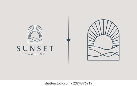 Sunset Wave Logo Template. Universal creative premium symbol. Vector illustration. Creative Minimal design template. Symbol for Corporate Business Identity