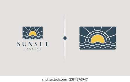 Sunset Wave Logo Template. Universal creative premium symbol. Vector illustration. Creative Minimal design template. Symbol for Corporate Business Identity