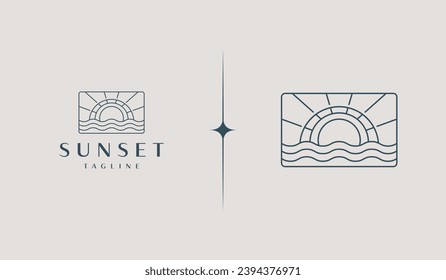 Sunset Wave Logo Template. Universal creative premium symbol. Vector illustration. Creative Minimal design template. Symbol for Corporate Business Identity