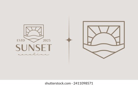 Sunset Wave Logo Template. Universal creative premium symbol. Vector illustration. Creative Minimal design template. Symbol for Corporate Business Identity