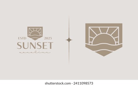 Sunset Wave Logo Template. Universal creative premium symbol. Vector illustration. Creative Minimal design template. Symbol for Corporate Business Identity