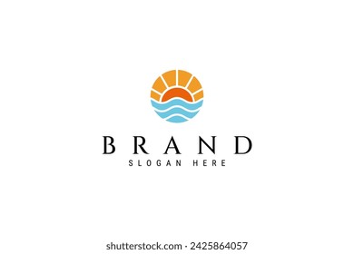 Sunset wave Logo Template. Universal Creative Premium Symbol. Vector illustration