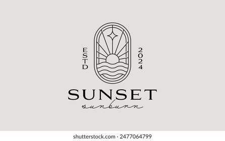 Sunset Wave Logo Template. Universal creative premium symbol. Vector illustration. Creative Minimal design template. Symbol for Corporate Business Identity