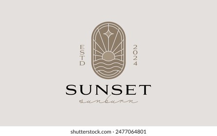 Sunset Wave Logo Template. Universal creative premium symbol. Vector illustration. Creative Minimal design template. Symbol for Corporate Business Identity