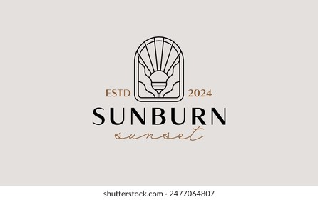 Sunset Wave Logo Template. Universal creative premium symbol. Vector illustration. Creative Minimal design template. Symbol for Corporate Business Identity