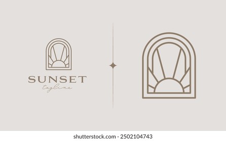 Sunset Wave Logo Template. Universal creative premium symbol. Vector illustration. Creative Minimal design template. Symbol for Corporate Business Identity