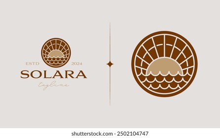 Sunset Wave Logo Template. Universal creative premium symbol. Vector illustration. Creative Minimal design template. Symbol for Corporate Business Identity