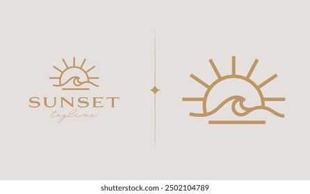 Sunset Wave Logo Template. Universal creative premium symbol. Vector illustration. Creative Minimal design template. Symbol for Corporate Business Identity