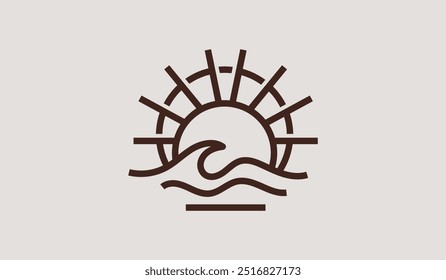 Sunset Wave Logo Template. Universal creative premium symbol. Vector illustration. Creative Minimal design template. Symbol for Corporate Business Identity