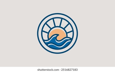 Sunset Wave Logo Template. Universal creative premium symbol. Vector illustration. Creative Minimal design template. Symbol for Corporate Business Identity