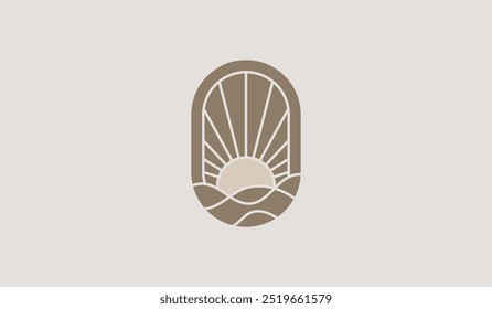 Sunset Wave Logo Template. Universal creative premium symbol. Vector illustration. Creative Minimal design template. Symbol for Corporate Business Identity