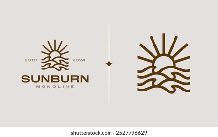 Sunset Wave Logo Template. Universal creative premium symbol. Vector illustration. Creative Minimal design template. Symbol for Corporate Business Identity