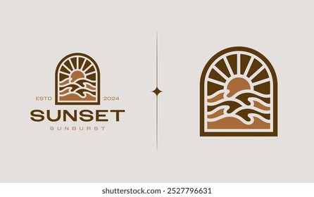 Sunset Wave Logo Template. Universal creative premium symbol. Vector illustration. Creative Minimal design template. Symbol for Corporate Business Identity