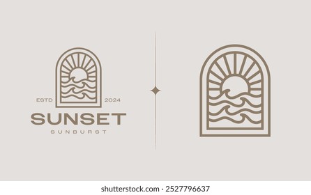 Sunset Wave Logo Template. Universal creative premium symbol. Vector illustration. Creative Minimal design template. Symbol for Corporate Business Identity