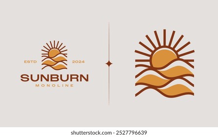 Sunset Wave Logo Template. Universal creative premium symbol. Vector illustration. Creative Minimal design template. Symbol for Corporate Business Identity