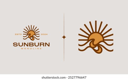 Sunset Wave Logo Template. Universal creative premium symbol. Vector illustration. Creative Minimal design template. Symbol for Corporate Business Identity