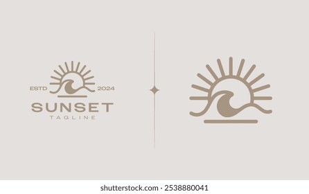 Sunset Wave Logo Template. Universal creative premium symbol. Vector illustration. Creative Minimal design template. Symbol for Corporate Business Identity