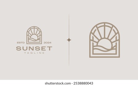 Sunset Wave Logo Template. Universal creative premium symbol. Vector illustration. Creative Minimal design template. Symbol for Corporate Business Identity