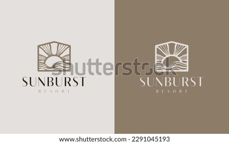 Sunset wave Logo Template. Universal creative premium symbol. Vector illustration