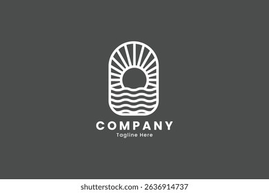Sunset Wave Logo Template. Vector illustration. Creative Minimalist design template. Symbol for Corporate Business Identity, cafe, dusk