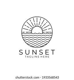 diseño de símbolo vector de logotipo de onda de puesta al sol
