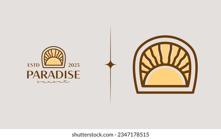 Sunset Wave Monoline Logo Template. Universal creative premium symbol. Vector illustration. Creative Minimal design template. Symbol for Corporate Business Identity