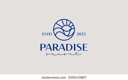 Vorlage für Sunset Wave Monoline Logo. Universal Creative Premium Symbol. Vektorgrafik. Kreative minimale Design-Vorlage. Symbol für die Unternehmensidentität