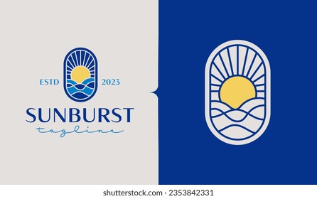 Sunset Wave Monoline Logo Template. Universal creative premium symbol. Vector illustration. Creative Minimal design template. Symbol for Corporate Business Identity