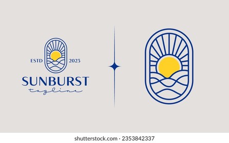 Sunset Wave Monoline Logo Template. Universal creative premium symbol. Vector illustration. Creative Minimal design template. Symbol for Corporate Business Identity