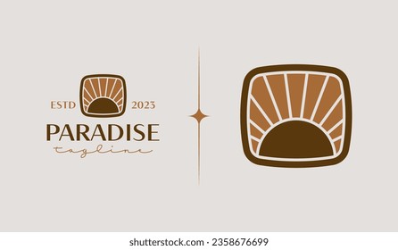 Sunset Wave Monoline Logo Template. Universal creative premium symbol. Vector illustration. Creative Minimal design template. Symbol for Corporate Business Identity