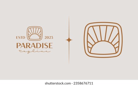 Sunset Wave Monoline Logo Template. Universal creative premium symbol. Vector illustration. Creative Minimal design template. Symbol for Corporate Business Identity