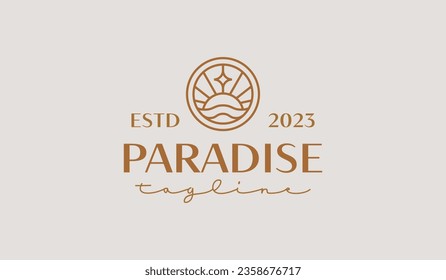 Sunset Wave Monoline Logo Template. Universal creative premium symbol. Vector illustration. Creative Minimal design template. Symbol for Corporate Business Identity