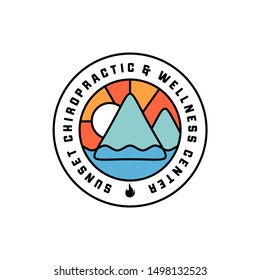 sunset & wellness badge design. badges and logo patches.