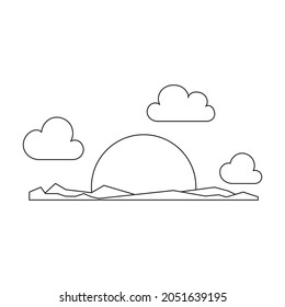 Sunset western vector icon.Outline vector icon isolated on white background sunset western.
