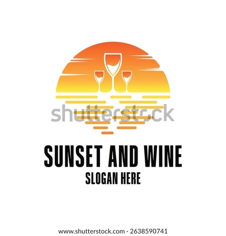 sunset wine logo design concept party