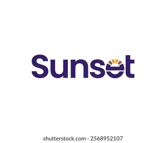 Sunset Wordmark Lettering Text Based Font Modern Typography Vector Logo Design Illustration