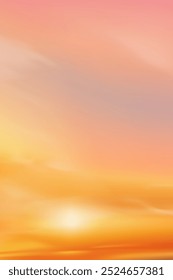 Sunset,Sky Cloud Background,Sunrise with Yellow,Pink,Blue Sky,Vertical Nature Landscape Dramatic Golden Hour with twilight Sky in Evening after Sun Dawn,Vector Horizon Spring sundown by Sea Beach