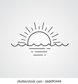 Sunset/Sunset by the Sea Thin Line Icon