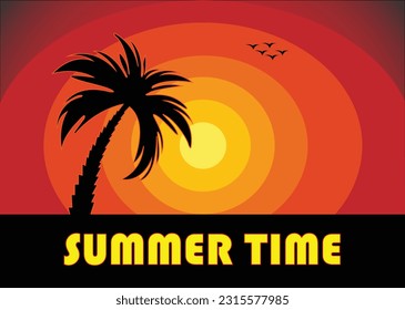 Sunset.Tree with sunset.summer time.Beautiful Background