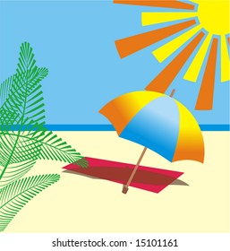 sunshade on the  beach vector illustration