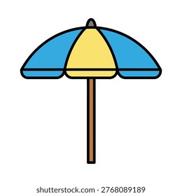 Sunshade umbrella vector illustration, flat design summer vacation icon.