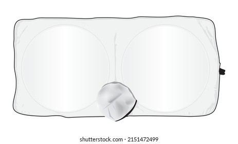 sunshade white or silver sunshade vector illustration, car shade or car sunshade plain for mockup design