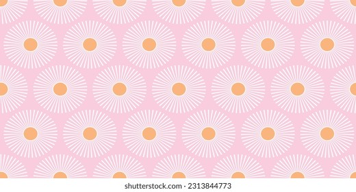 Sonnenschein Hintergrund Rand Vektor.Boho rosa angesagte Natur halb Sonne nahtlose Muster Design-Banner. Naturdesign-Element.