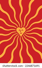 Sunshine Background Vector Design, Heart and Sun Background can be use for Poster or Typography