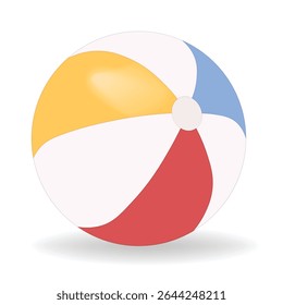 Sunshine ball beach ball resting on sandy beach, summer fun.