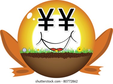 Sonnenschein-Ball mit Yen-Gesicht